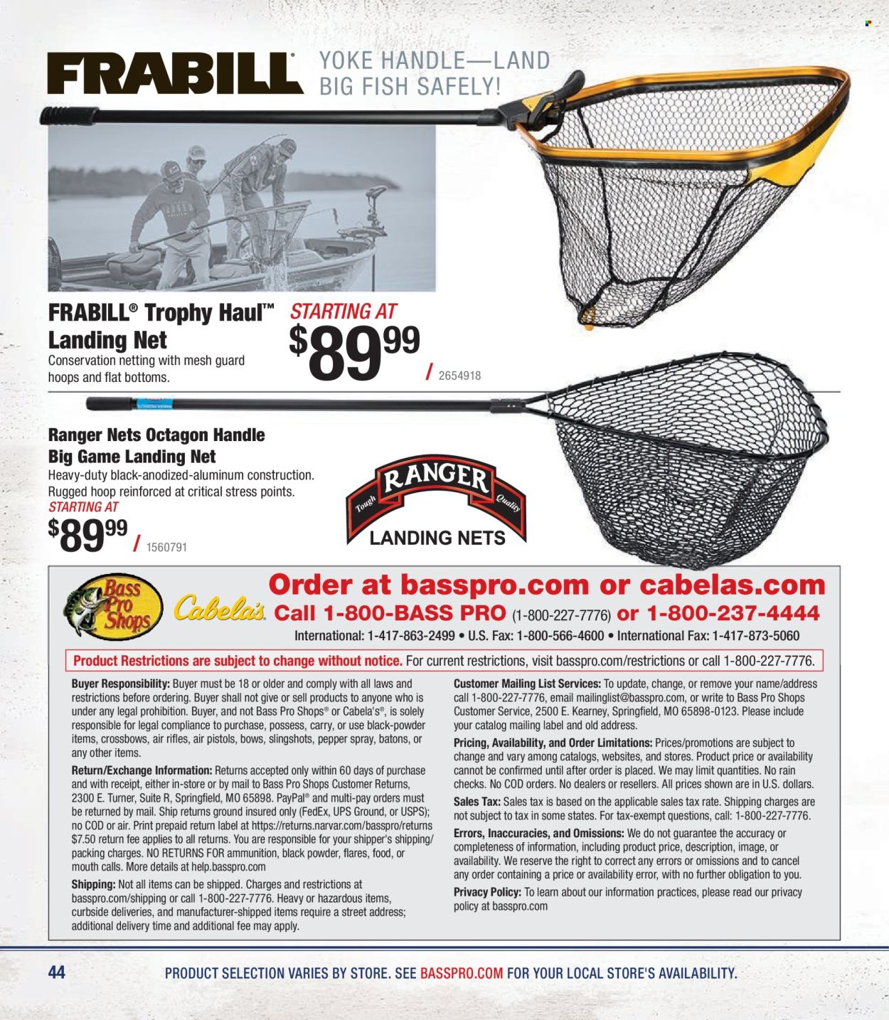 thumbnail - Bass Pro Shops Flyer - Sales products - Bass Pro, crossbow, fishing accessories. Page 44.