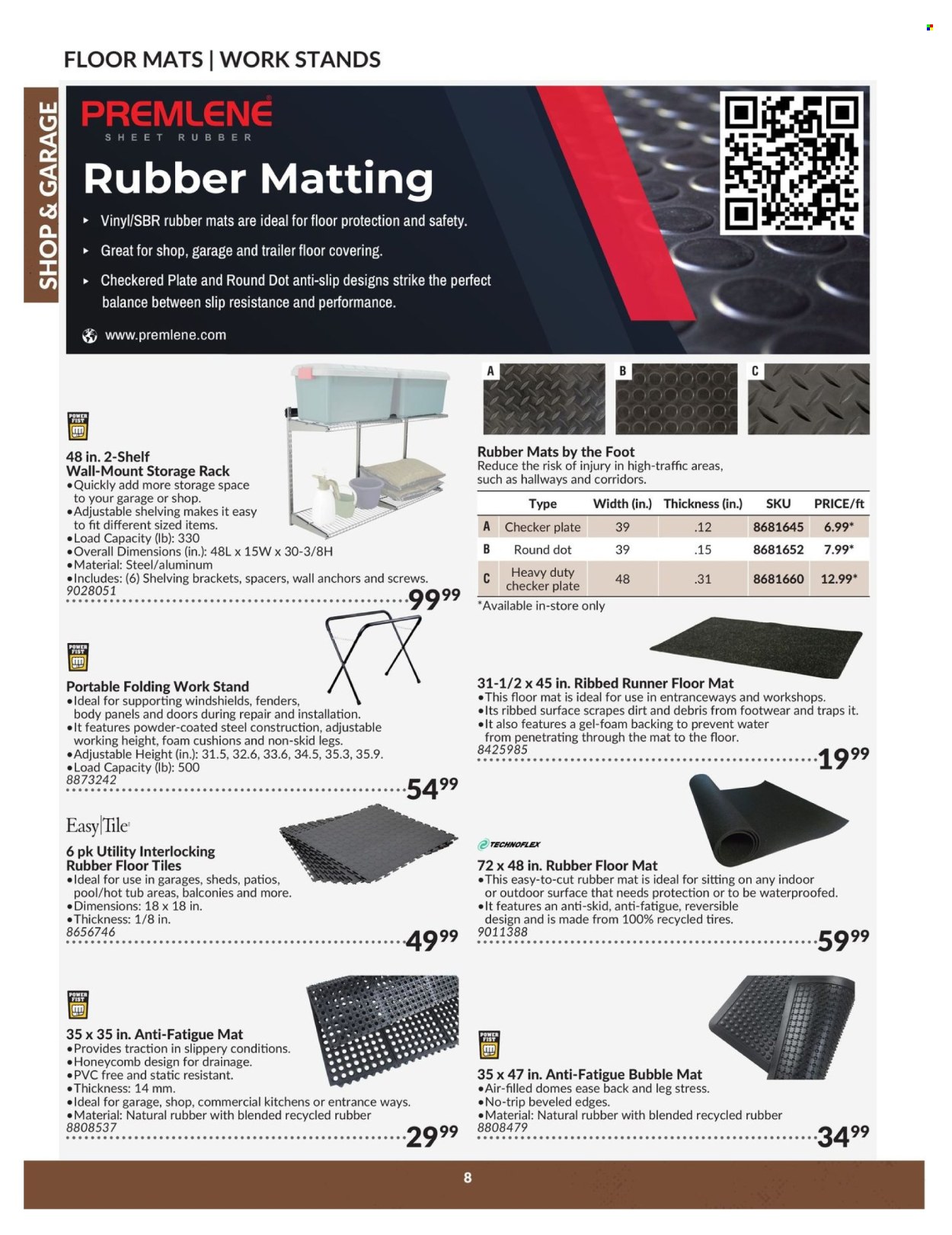 thumbnail - Princess Auto Flyer - April 23, 2024 - April 22, 2025 - Sales products - floor tile, anti-fatigue mat, floor mat, screw, pool. Page 8.