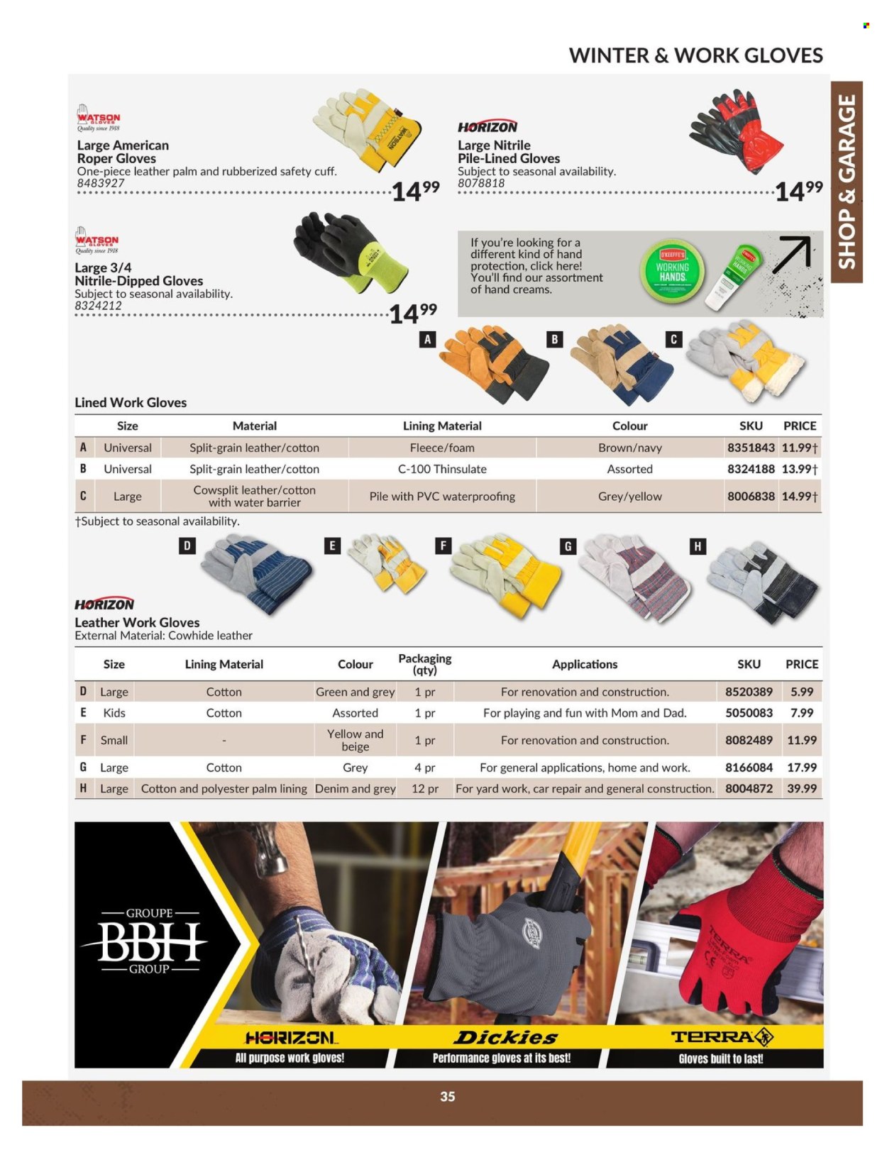 thumbnail - Princess Auto Flyer - April 23, 2024 - April 22, 2025 - Sales products - Dickies, gloves, work gloves, palm. Page 35.
