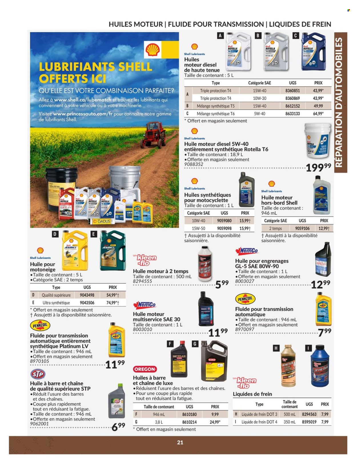 thumbnail - Princess Auto Flyer - April 23, 2024 - April 22, 2025 - Sales products - lubricant, STP, Rotella, Shell, brake fluid, Pennzoil. Page 21.