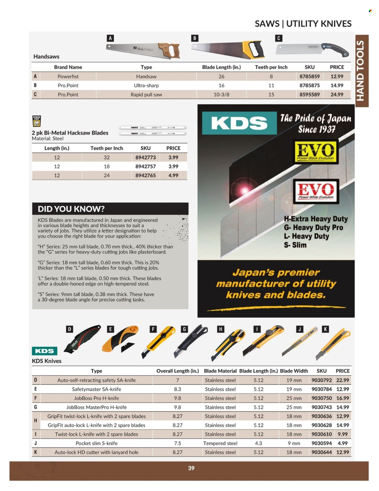 thumbnail - Princess Auto Flyer - April 23, 2024 - April 22, 2025 - Sales products - saw, hacksaw, cutter, handsaw, hand tools, knife. Page 39.