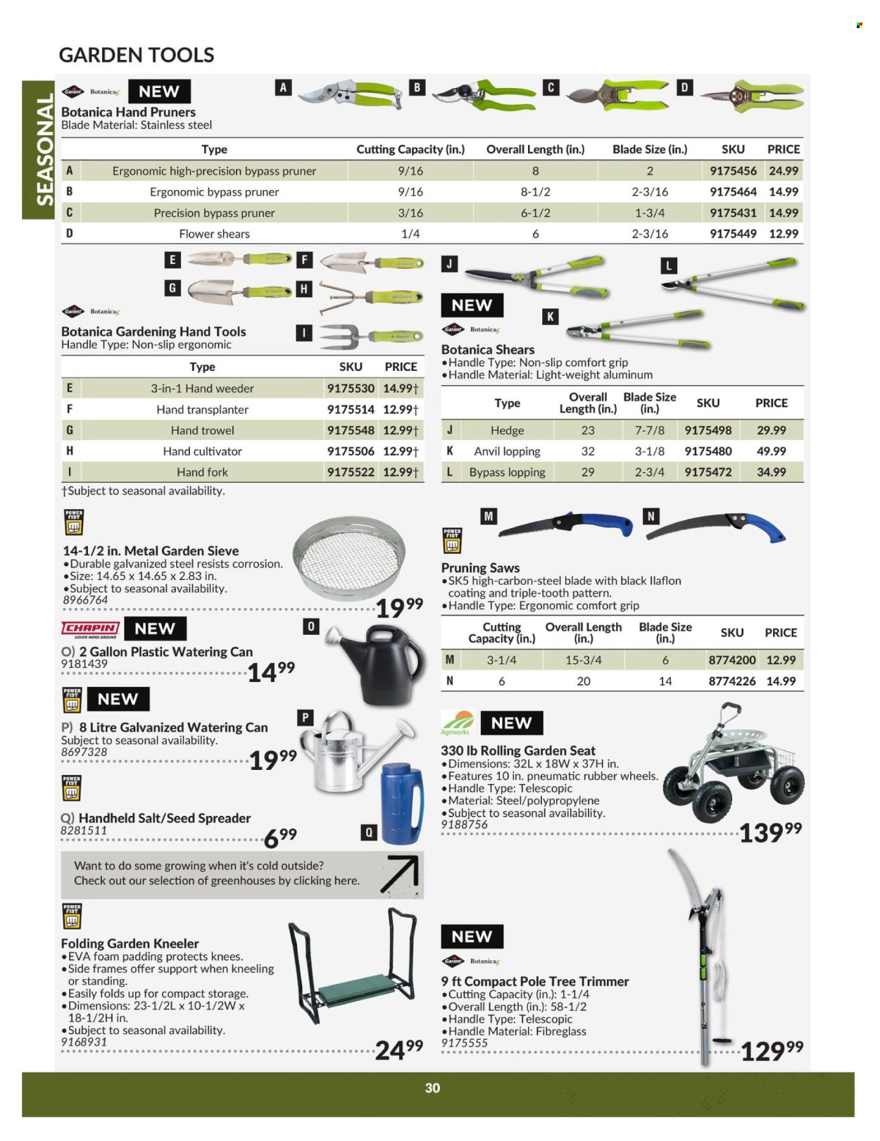 thumbnail - Princess Auto Flyer - April 23, 2024 - April 22, 2025 - Sales products - spreader, scissors, gardening tools, hand tools, watering can, garden seat. Page 30.
