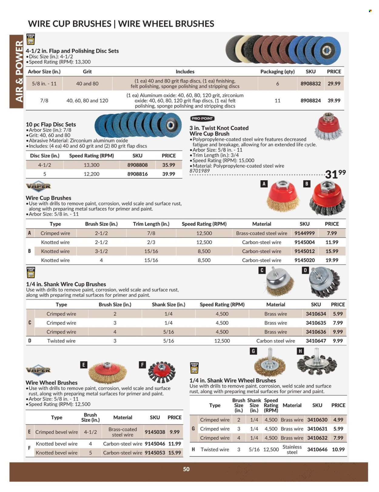 thumbnail - Princess Auto Flyer - April 23, 2024 - April 22, 2025 - Sales products - polishing disc, wire brush, wheel brushes. Page 50.