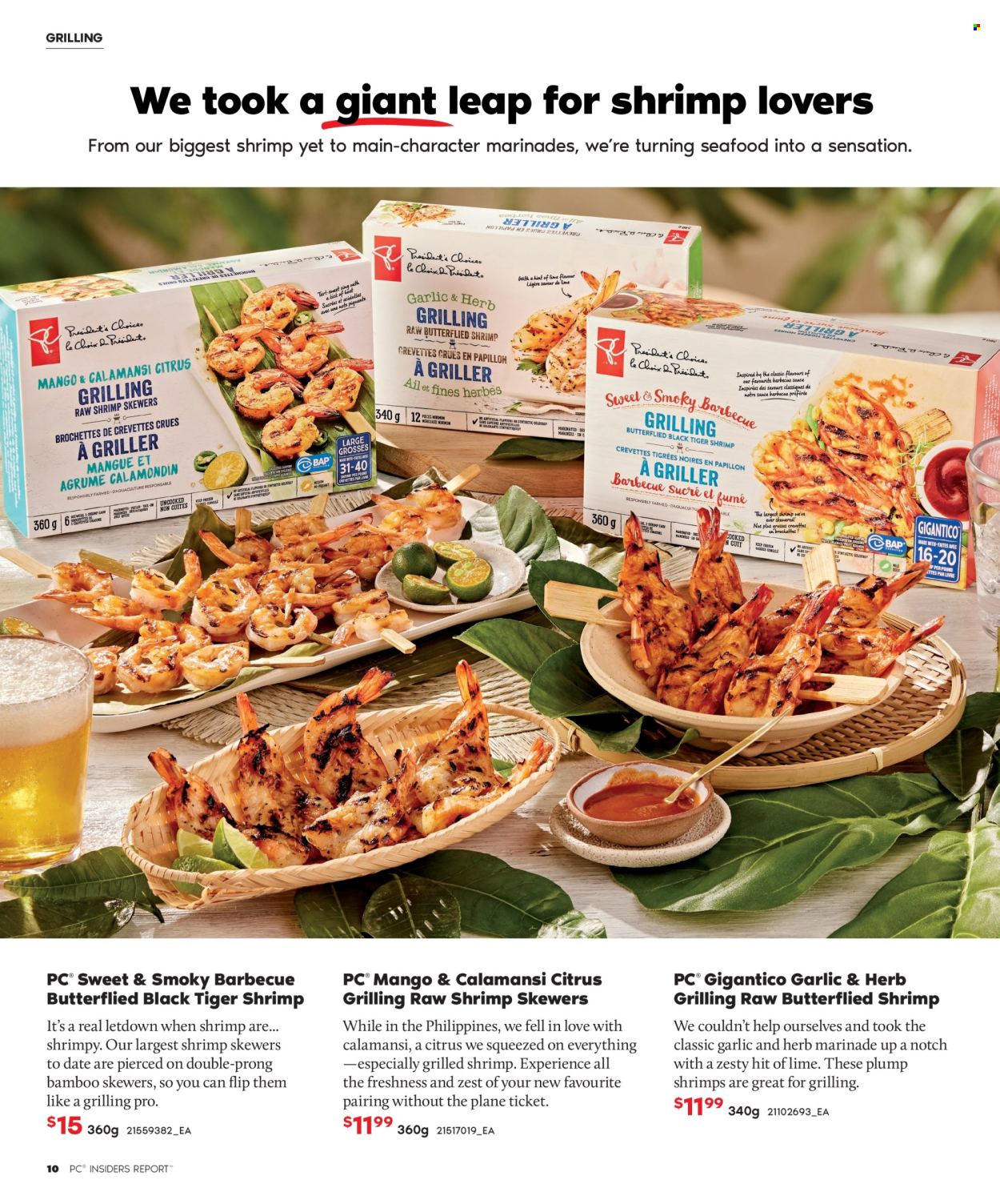 thumbnail - Shoppers Drug Mart Flyer - Sales products - shrimps, shrimp skewers, marinade, bamboo skewer. Page 10.