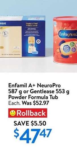 Enfamil A+ NeuroPro 587 g or Gentlease 553 g Powder Formula Tub