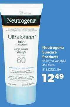 Neutrogena Suncare Products