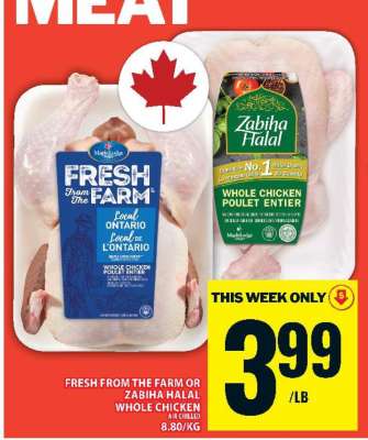 FRESH FROM THE FARM OR ZABIHA HALAL WHOLE CHICKEN