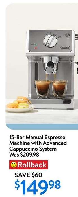 15-Bar Manual Espresso Machine with Advanced Cappuccino System