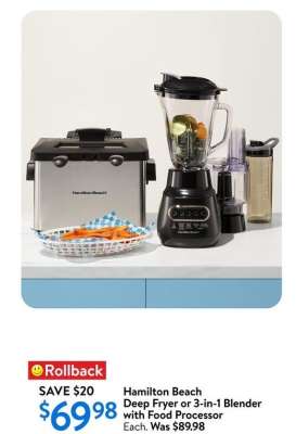Hamilton Beach Deep Fryer or 3-in-1 Blender with Food Processor
