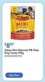 Zukes Mini Naturals PB Oats Dog Treats 170g