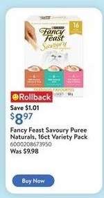 Fancy Feast Savoury Puree Naturals, 16ct Variety Pack