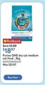 Purina ONE dry cat medium cat food