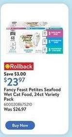 Fancy Feast Petites Seafood Wet Cat Food, 24ct Variety Pack