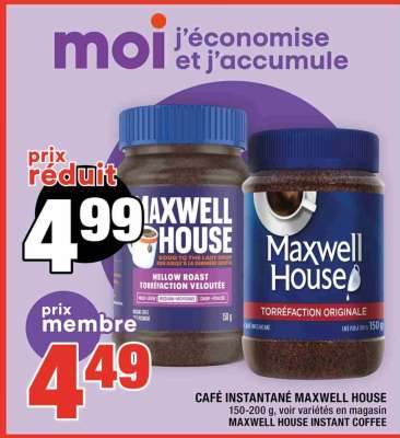 CAFÉ INSTANTANÉ MAXWELL HOUSE