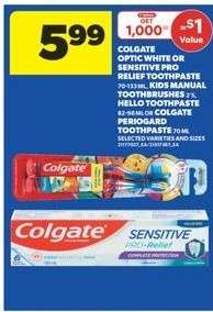 Colgate Optic White or Sensitive Pro Relief Toothpaste