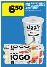 Siggi's Skyr Yogurt Tubs or Iögo Yogurt