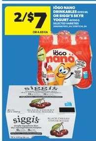 IÖGO Nano Drinkables or Siggi's Skyr Yogurt