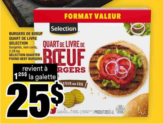 BURGERS DE BOEUF QUART DE LIVRE SELECTION