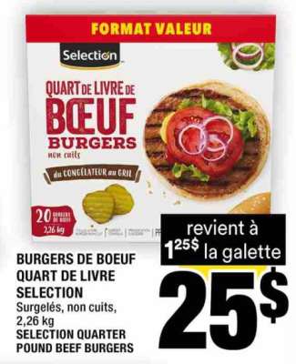 BURGERS DE BOEUF QUART DE LIVRE SELECTION