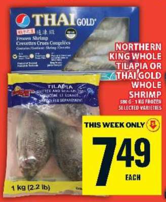 Northern King Whole Tilapia or ThaiGold Whole Shrimp