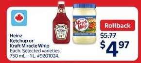 Heinz Ketchup or Kraft Miracle Whip