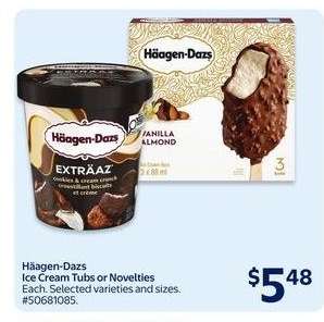 Häagen-Dazs Ice Cream Tubs or Novelties