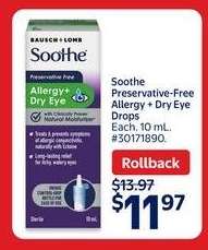 Soothe Preservative-Free Allergy + Dry Eye Drops