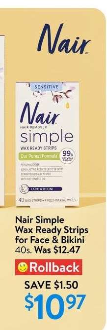 Nair Simple Wax Ready Strips for Face & Bikini
