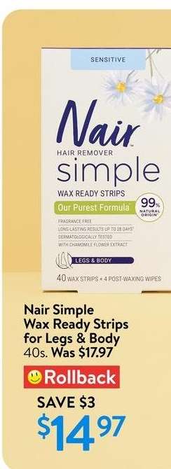 Nair Simple Wax Ready Strips for Legs & Body