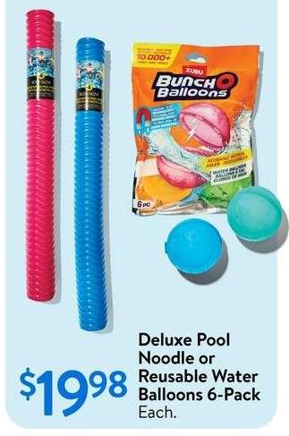 Deluxe Pool Noodle or Reusable Water Balloons 6-Pack