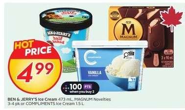 BEN & JERRY'S Ice Cream, MAGNUM Novelties, COMPLIMENTS Ice Cream