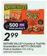 NATURE VALLEY Crunchy or Trail Mix Granola Bars or BETTY CROCKER Fruit or Gushers