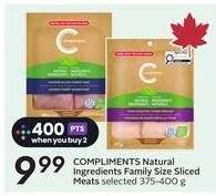 COMPLIMENTS Natural Ingredients Family Size Sliced Meats
