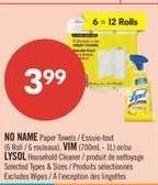 NO NAME Paper Towels / VIM / LYSOL Household Cleaner