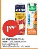DEL MONTE NECTAR (960mL), ALLEN'S (1L) or OASIS (960mL)