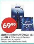 CREST 3DWHITESTRIPS SUPREME BRIGHT (21's) or/or ORAL-B iO2 Rechargeable Toothbrush