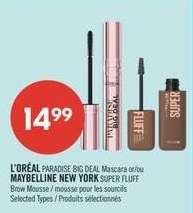 L'ORÉAL PARADISE BIG DEAL Mascara or/or MAYBELLINE NEW YORK SUPER FLUFF