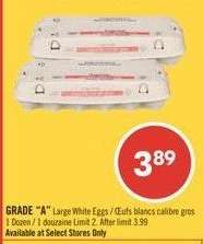 GRADE "A" LARGE WHITE EGGS