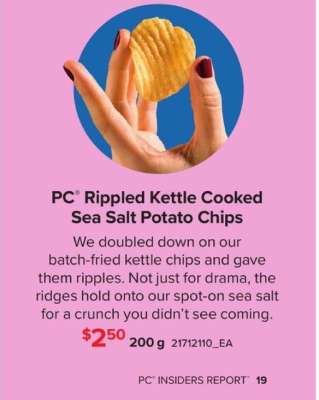 PC Rippled Kettle Cooked Sea Salt Potato Chips