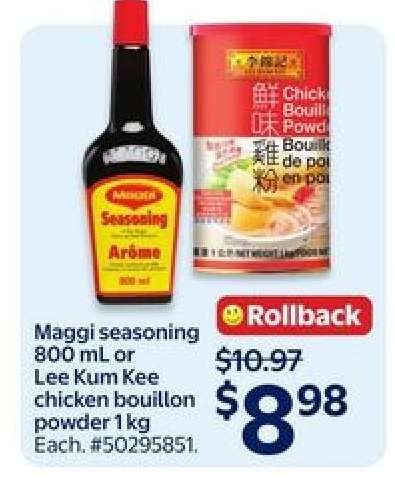 Maggi Seasoning 800 mL or Lee Kum Kee Chicken Bouillon Powder 1 kg