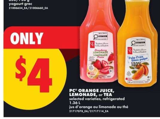 PC Orange Juice, Lemonade or Tea