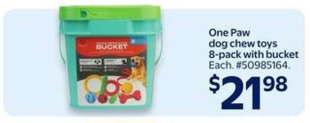 One Paw dog chew toys 8-pack with bucket