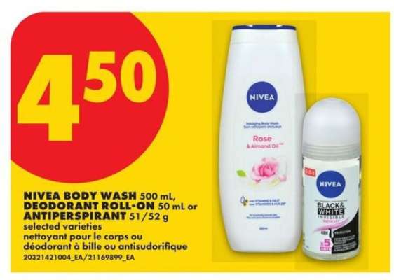 NIVEA BODY WASH, DEODORANT ROLL-ON or ANTIPERSPIRANT