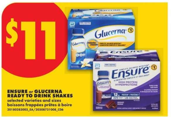 Ensure or Glucerna Ready to Drink Shakes