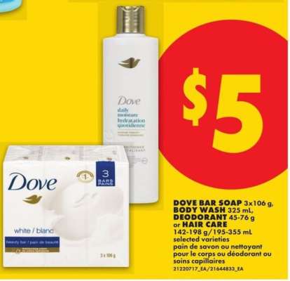 Dove Bar Soap, Body Wash, Deodorant, or Hair Care