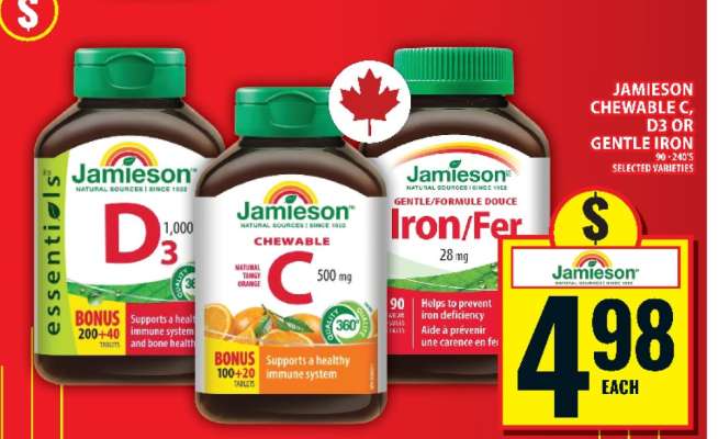 Jamieson Chewable C, D3 or Gentle Iron