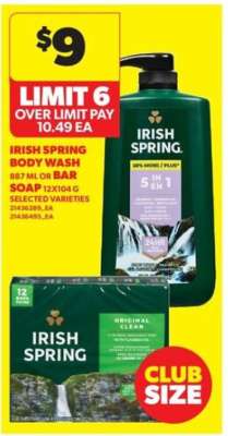 Irish Spring Body Wash or Bar Soap