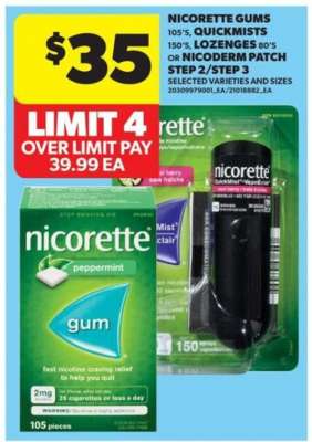 Nicorette Gums, Quickmists, Lozenges, or Nicoderm Patch