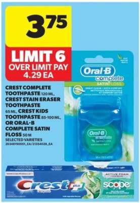 Crest Complete Toothpaste / Oral-B Complete Satin Floss