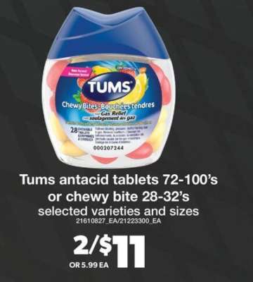 TUMS Antacid Tablets or Chewy Bites